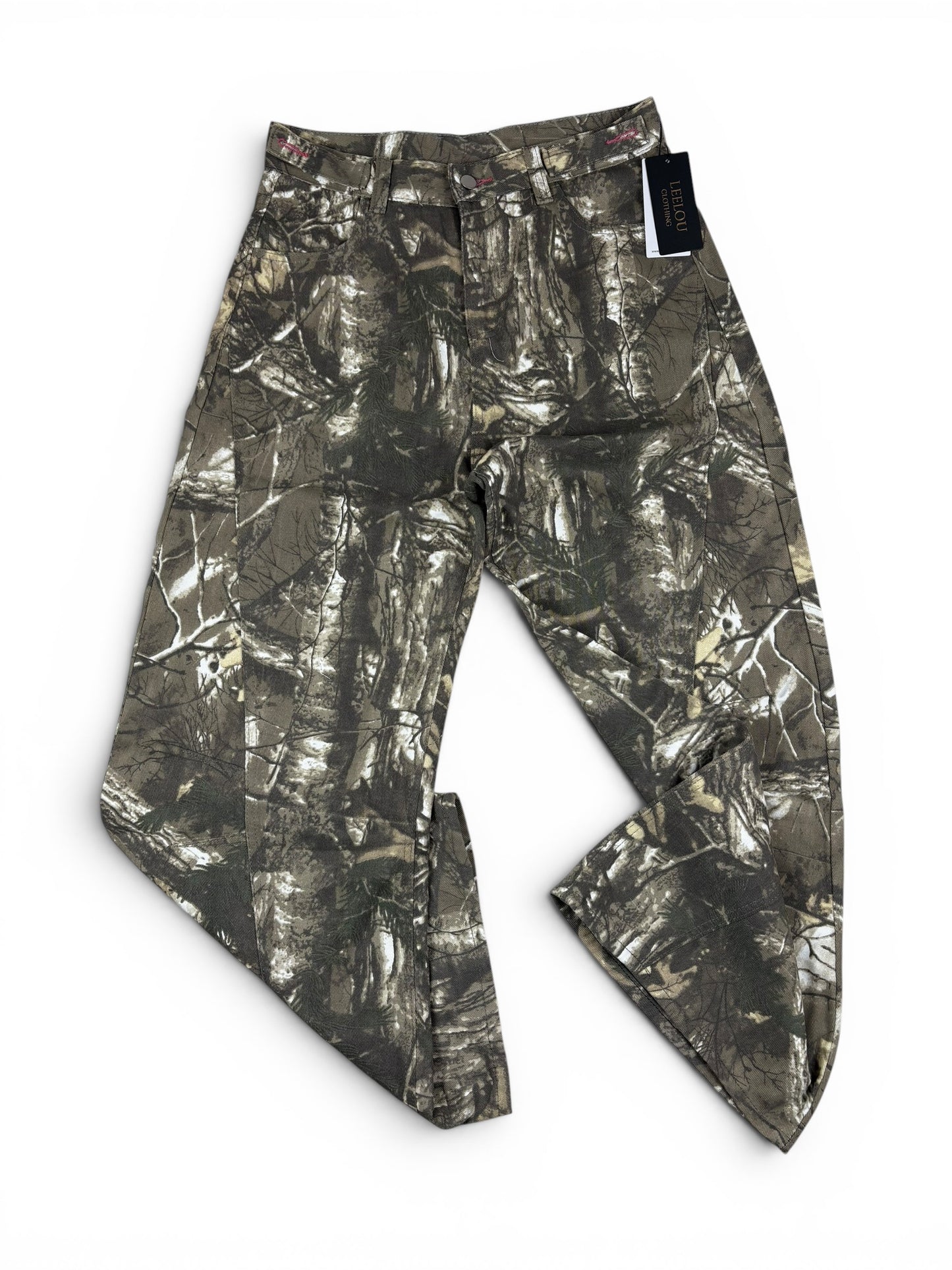 Camo Forest Embroidery Baggy Jeans