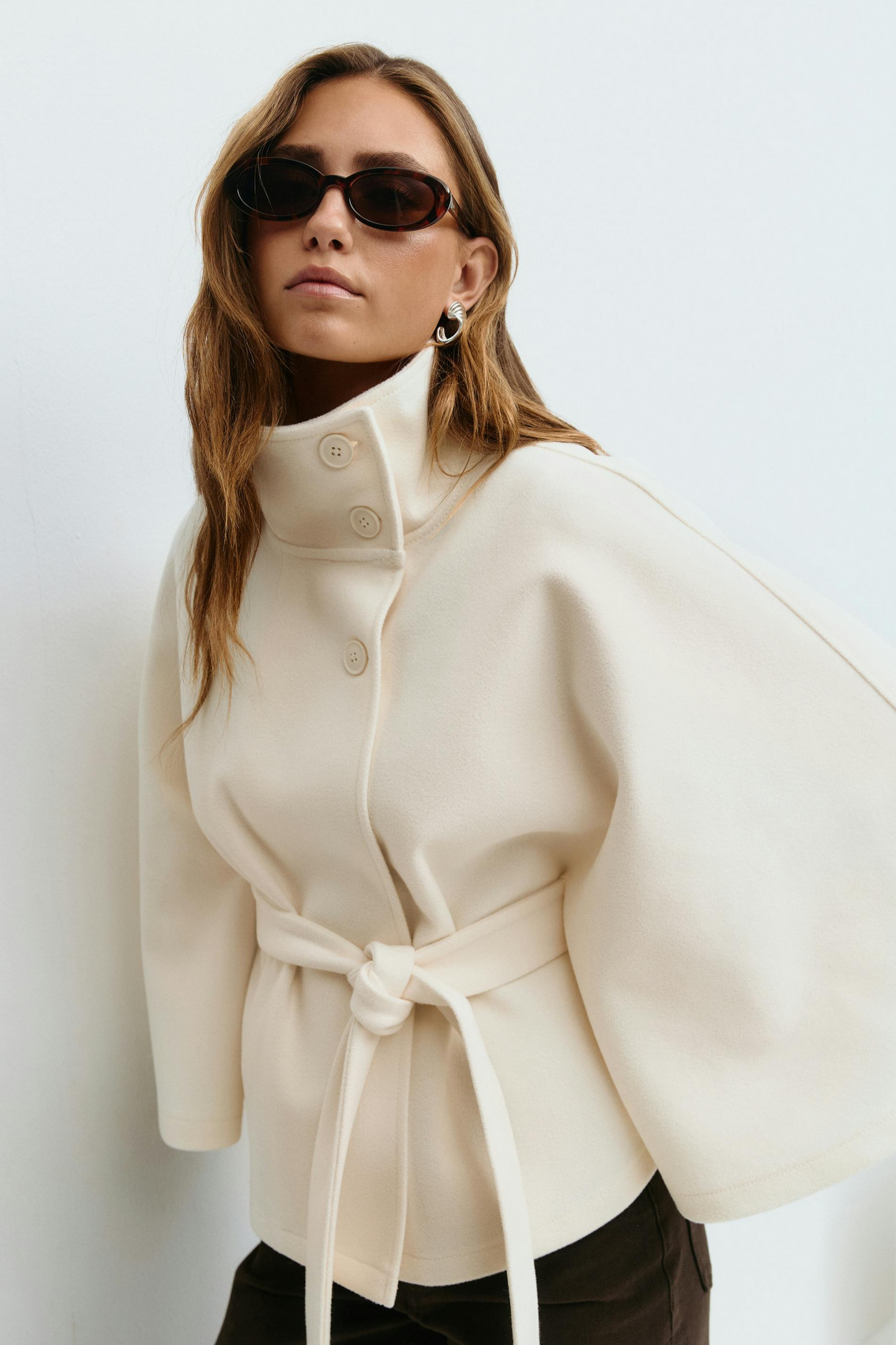 Get 60% off Belted Cape Jacket today only 🧥✨