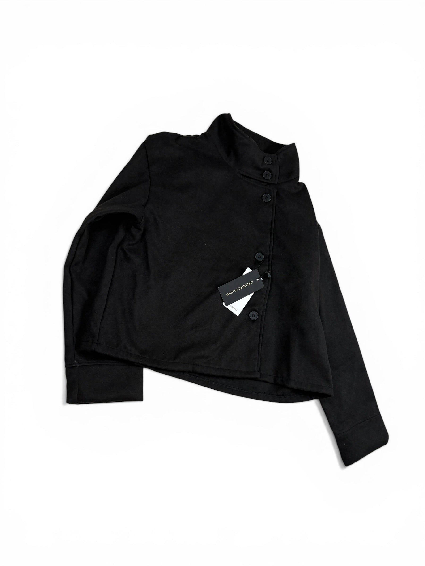 Button Mock Neck Cropped Top