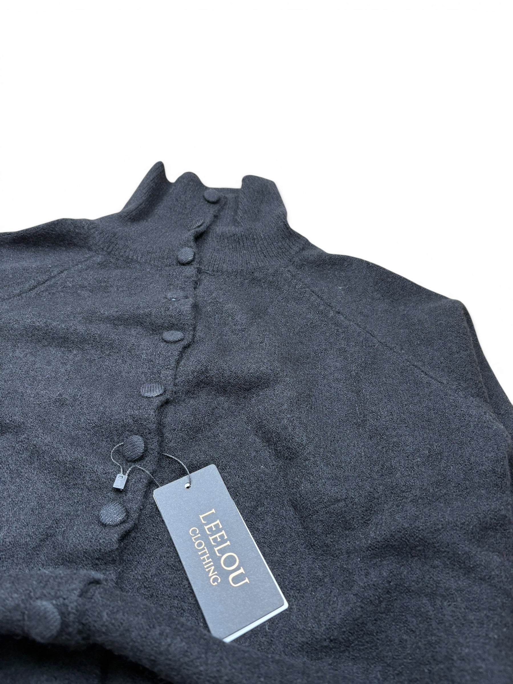 Button Up High Neck Knit Cardigan