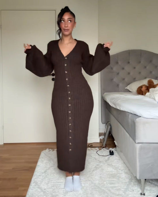 Get 60% off Button Knit Dress today only 🤎