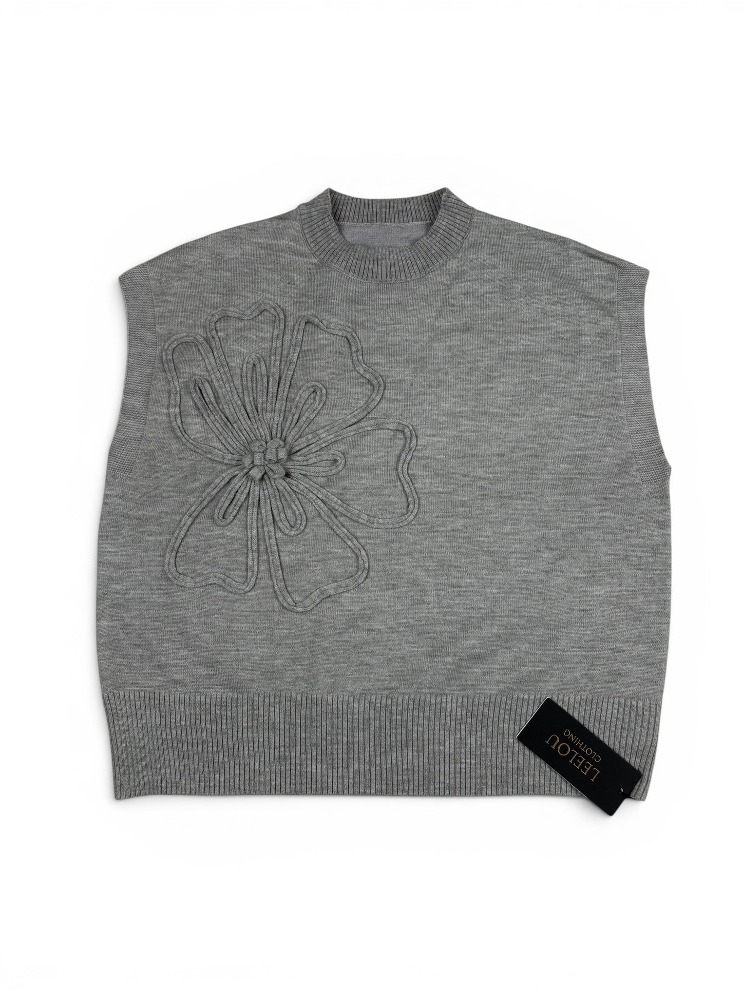 Flower Relief Knit Top