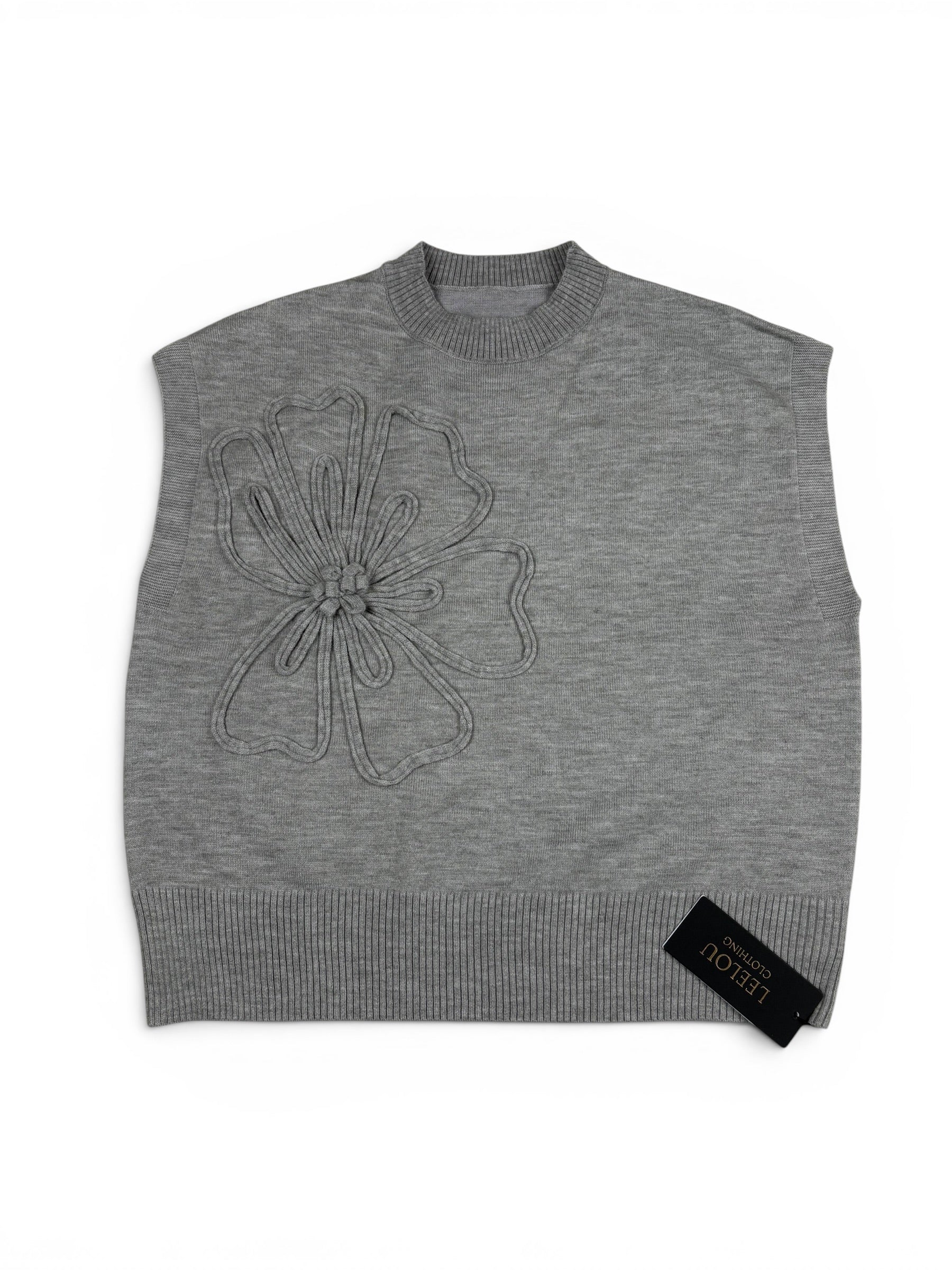 Flower Relief Knit Top