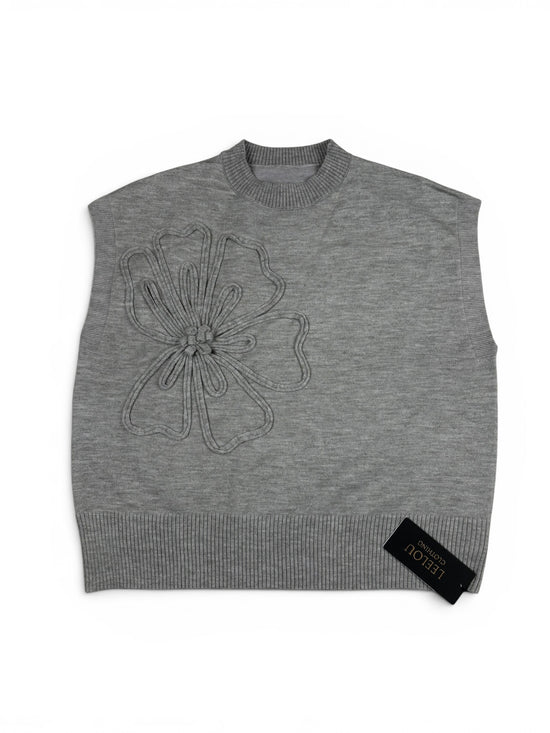 Flower Relief Knit Top