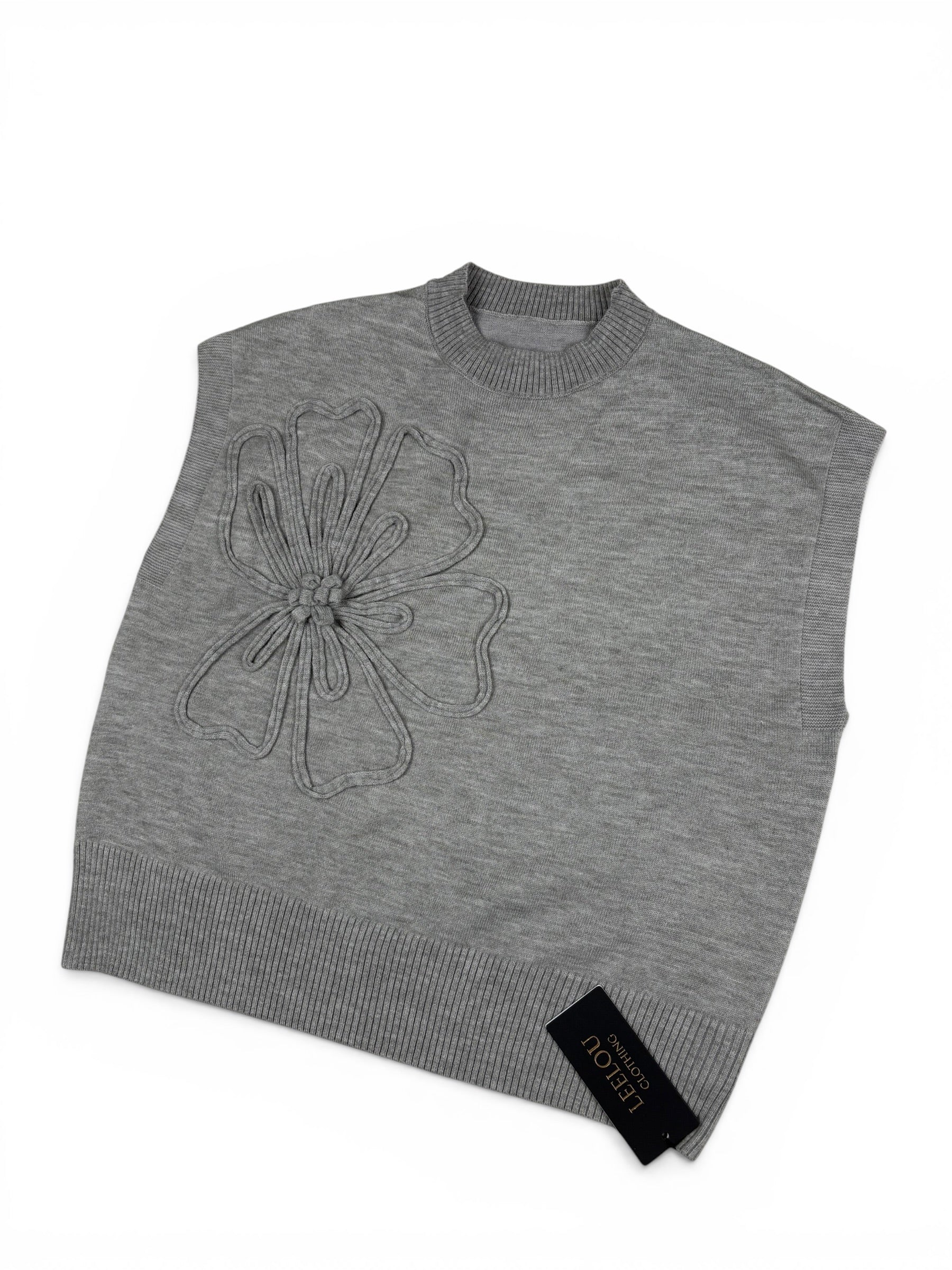 Flower Relief Knit Top