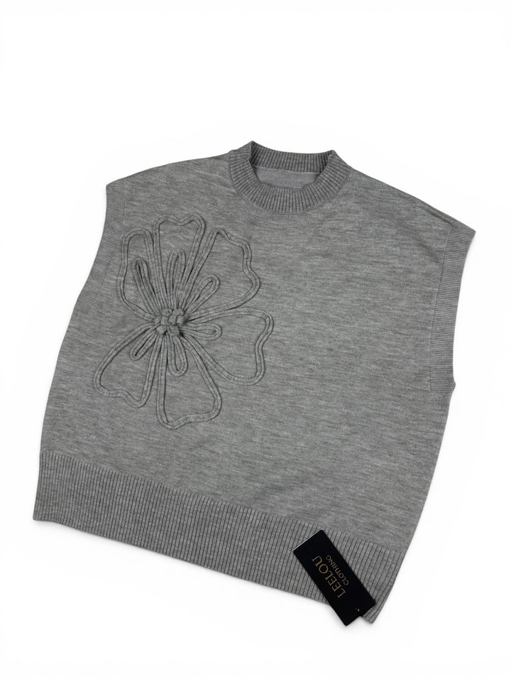 Flower Relief Knit Top