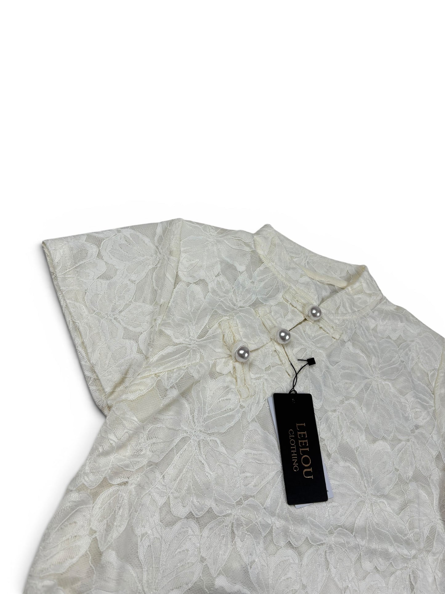 Lace Floral Pearl Button Top