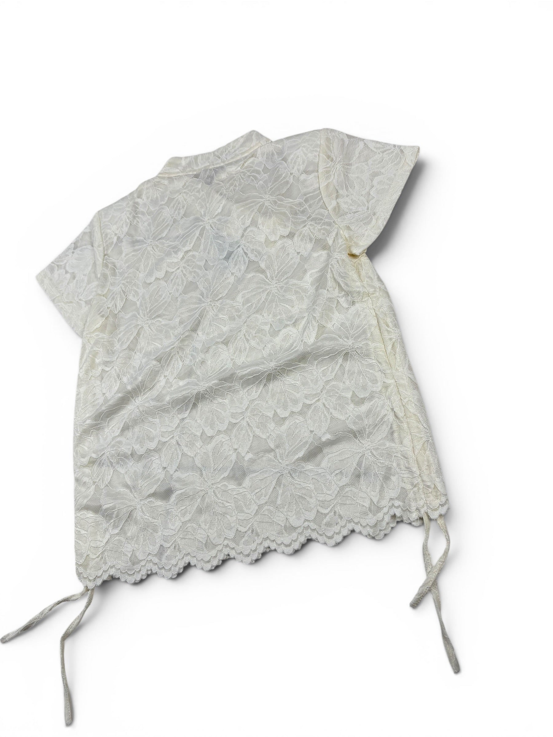 Lace Floral Pearl Button Top