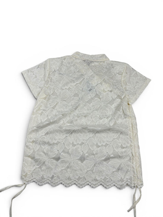 Lace Floral Pearl Button Top
