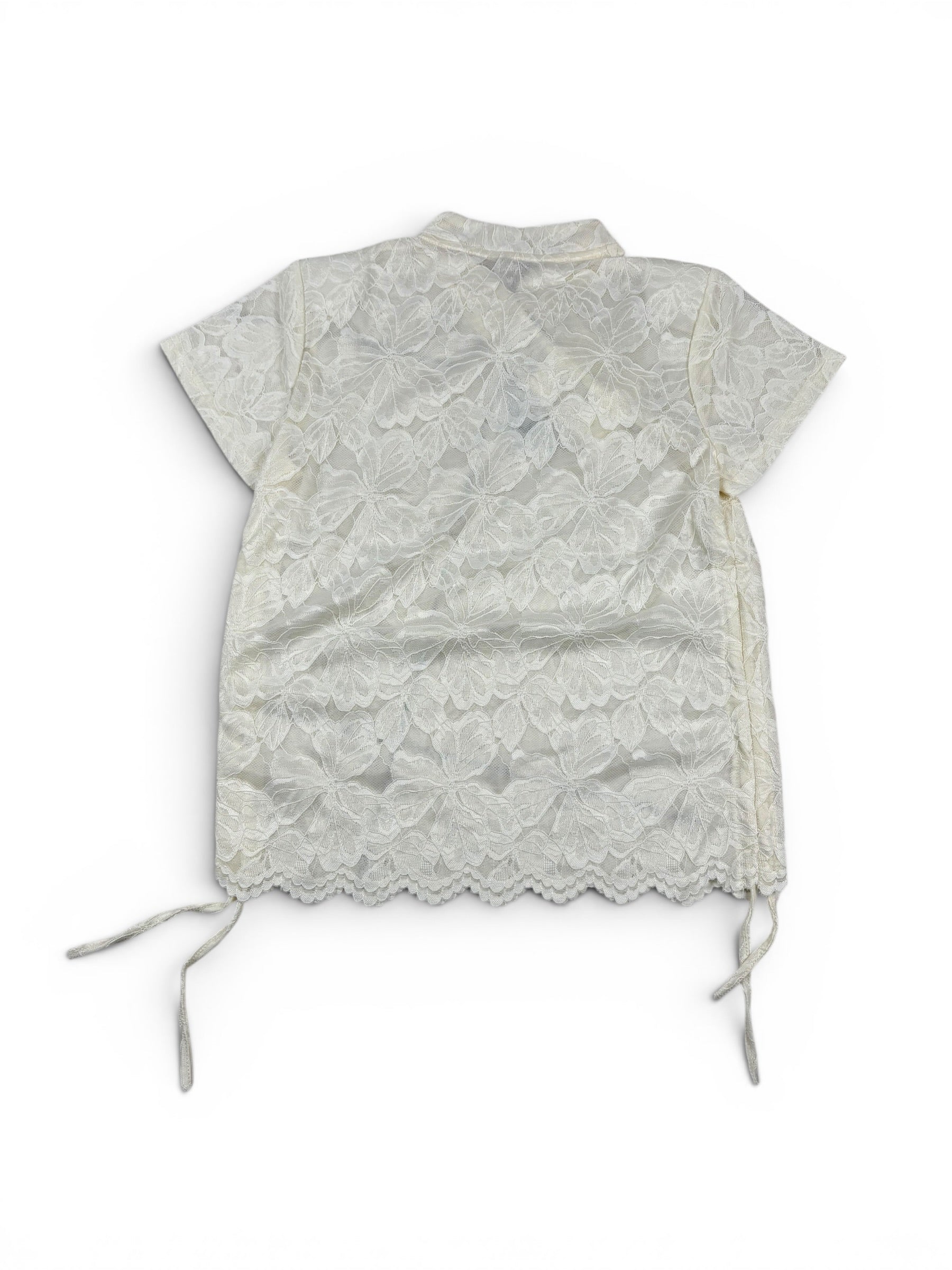Lace Floral Pearl Button Top
