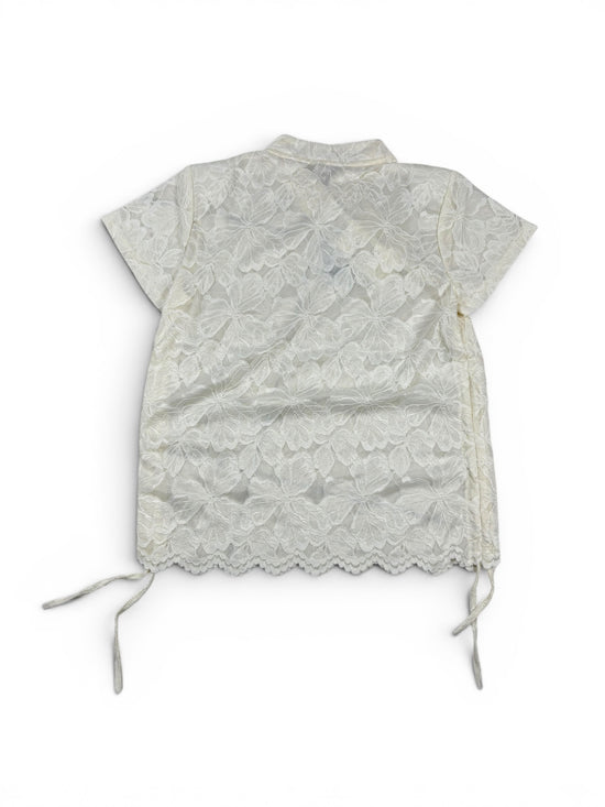 Lace Floral Pearl Button Top