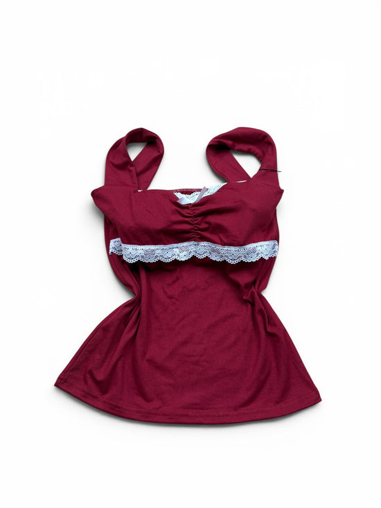 Lace Trim Fitted Top