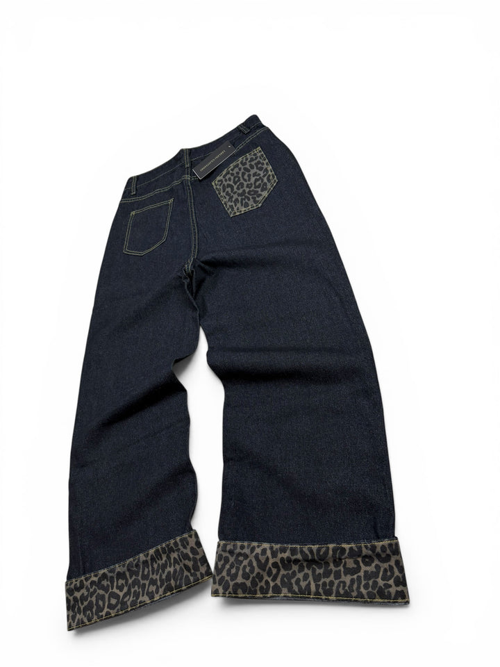 Baggy Leopard Detail Jeans