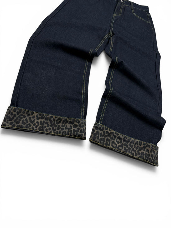 Baggy Leopard Detail Jeans