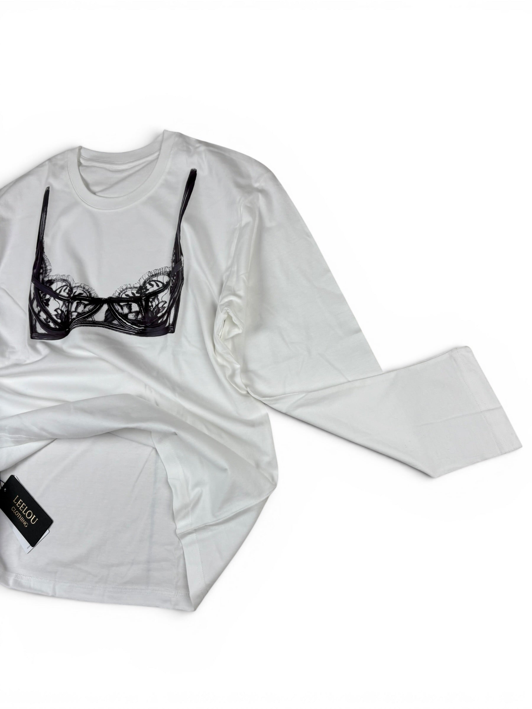 Printed Bra Illusion Long Sleeve Top