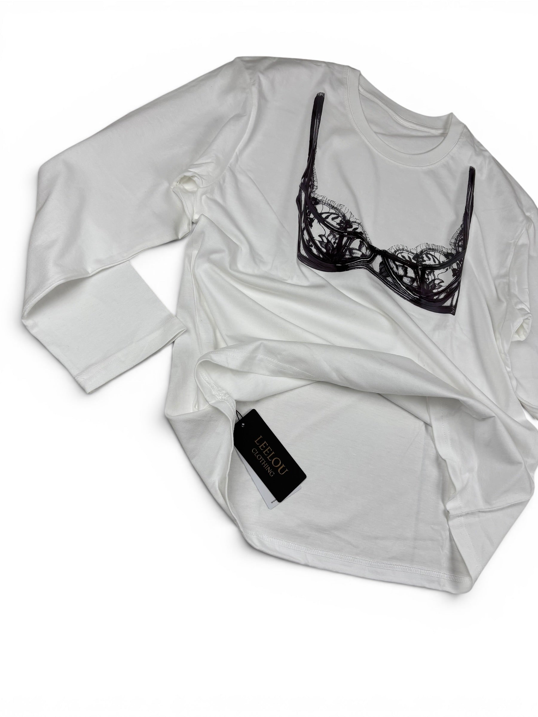 Printed Bra Illusion Long Sleeve Top