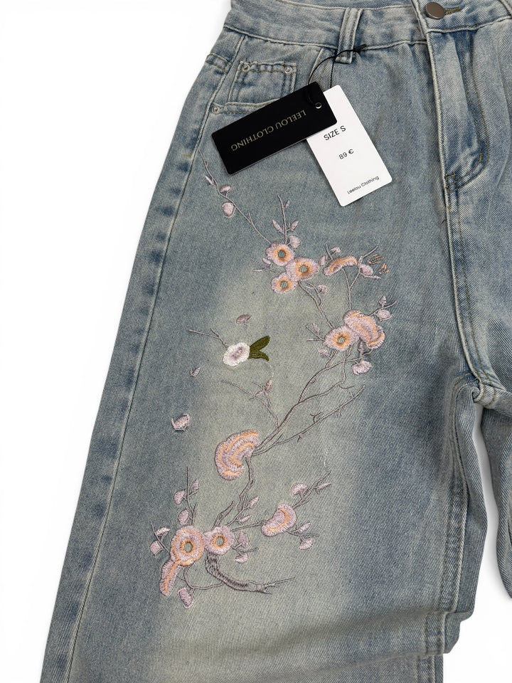 Vintage Flower Baggy Jeans