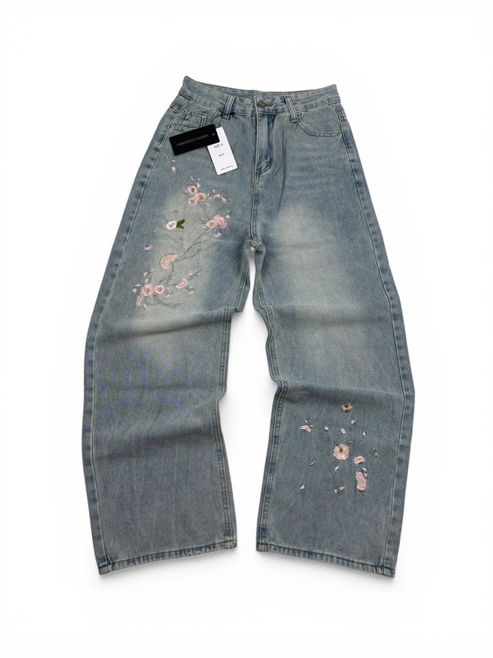 Vintage Flower Baggy Jeans