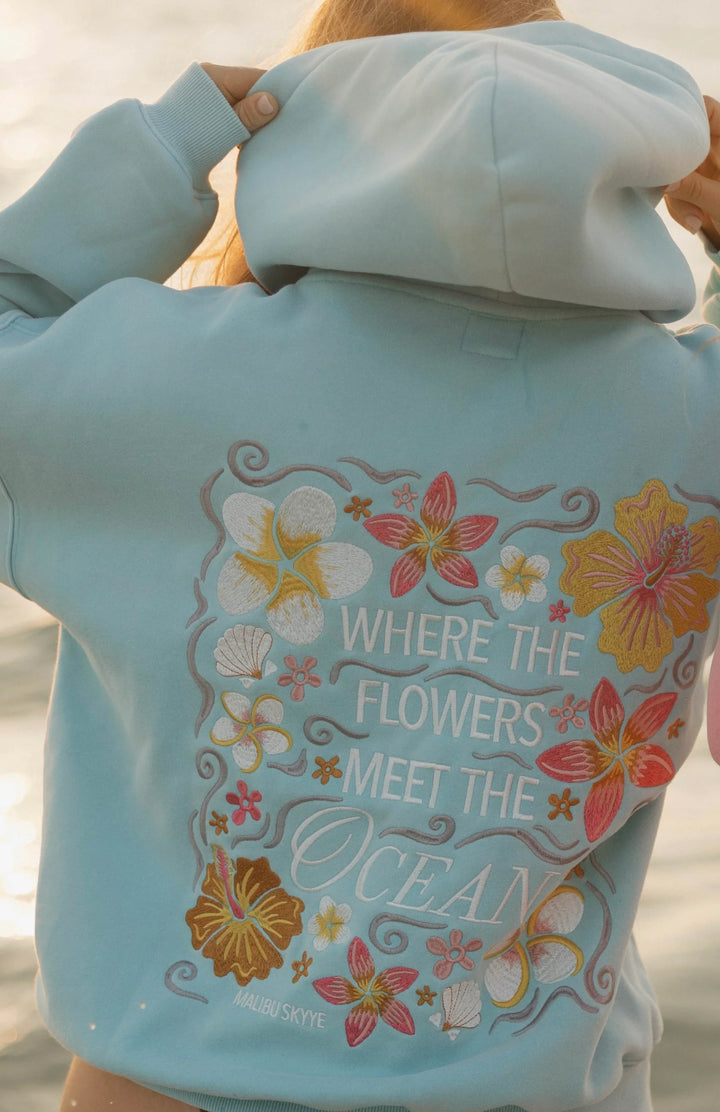 Get 60% off Where The Flowers Meet the Ocean Hoodie today only 🌸🌊